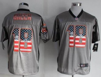 Nike Cincinnati Bengals #18 A.J. Green Grey NFL Elite USA Flag Fashion Jersey