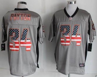 Nike Chicago Bears #34 Walter Payton Grey NFL Elite USA Flag Fashion Jersey