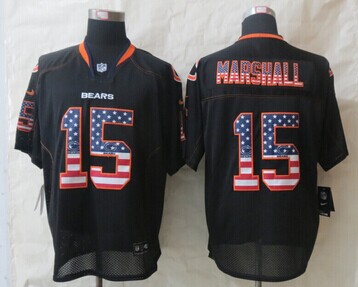 2014 New Chicago Bears 15 Marshall USA Flag Fashion Black Elite Jerseys