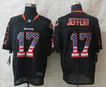 2014 New Chicago Bears 17 Jeffery USA Flag Fashion Black Elite Jerseys