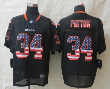 2014 New Chicago Bears 34 Payton USA Flag Fashion Black Elite Jerseys