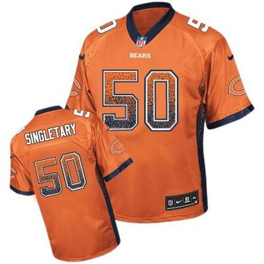 NEW Chicago Bears 50 Mike Singletary Orange Alternate Stitched NFL Elite Drift Fashion Jersey