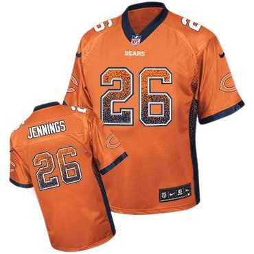 NEW Chicago Bears 26 Tim Jennings Orange Alternate Stitched NFL Elite Drift Fashion Jersey