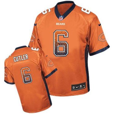 NEW Chicago Bears 6 Jay Cutler Orange Alternate Stitched NFL Elite Drift Fashion Jersey