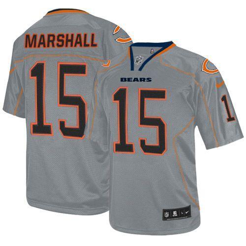 NEW NFL Chicago Bears 15 Brandon Marshall Lights Out Grey Jerseys(Elite)