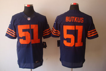 2012 NEW NFL Chicago Bears 51 Butkus Blue Orange number Jerseys (Elite)