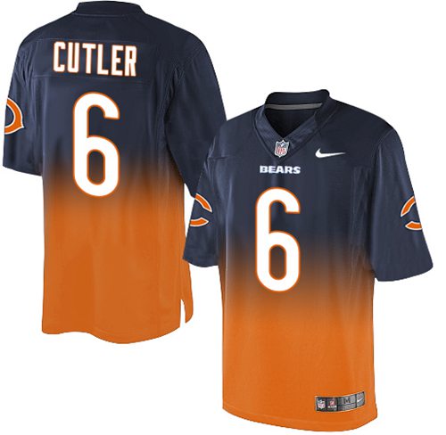 Nike Bears #6 Jay Cutler Navy Blue Orange Men's Stitched NFL Elite Fadeaway Fashion Jersey