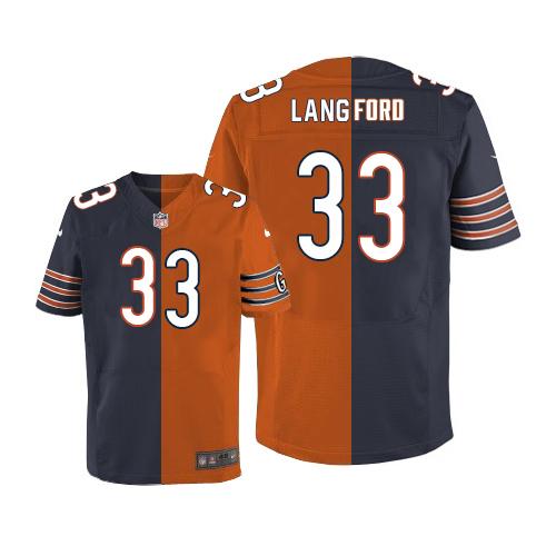 Nike Bears #33 Jeremy Langford Navy Blue Orange Men's Stitched NFL Elite Split Jersey