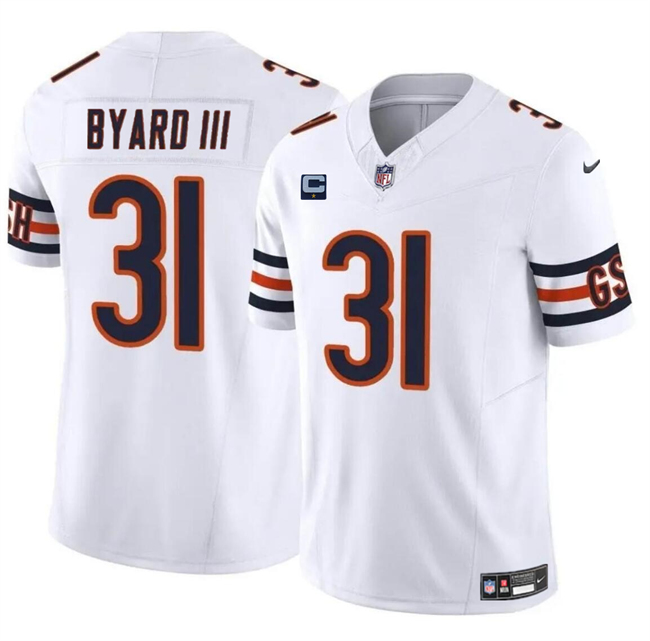 Men's Chicago Bears #31 Kevin Byard III White 2024 F.U.S.E. With 1-Star C Patch Vapor Untouchable Limited Stitched Football Jersey