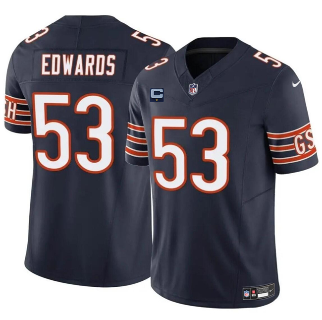 Men's Chicago Bears #53 T.J. Edwards Navy 2024 F.U.S.E. With 1-Star C Patch Vapor Untouchable Limited Stitched Football Jersey