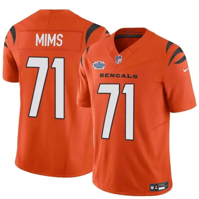 Men's Cincinnati Bengals #71 Amarius Mims Orange 2024 With Dradt Patch F.U.S.E Vapor Untouchable Limited Stitched Jersey