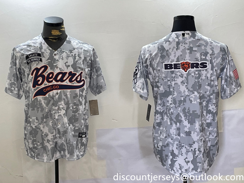 Men's Chicago Bears Camo With Patch Cool Base Stitched Baseball Jersey 2