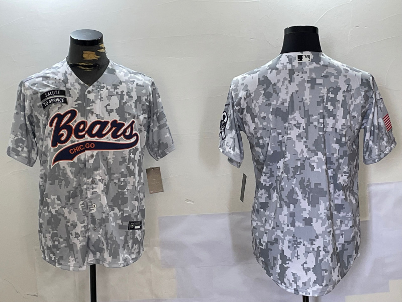 Men's Chicago Bears Camo With Patch Cool Base Stitched Baseball Jersey 8