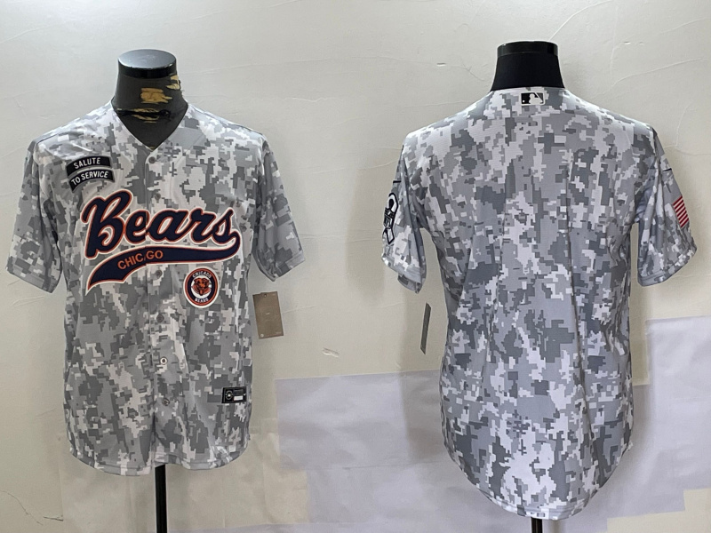 Men's Chicago Bears Camo With Patch Cool Base Stitched Baseball Jersey 6