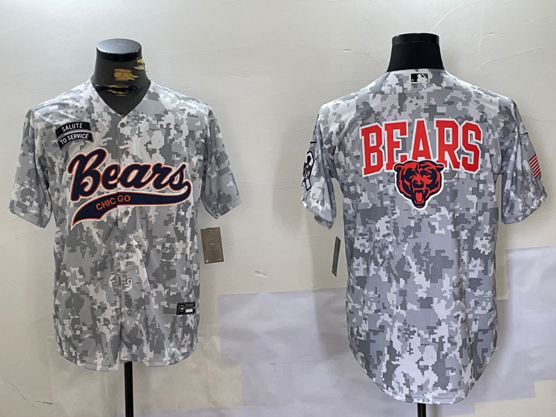 Men's Chicago Bears Camo With Patch Cool Base Stitched Baseball Jersey 5