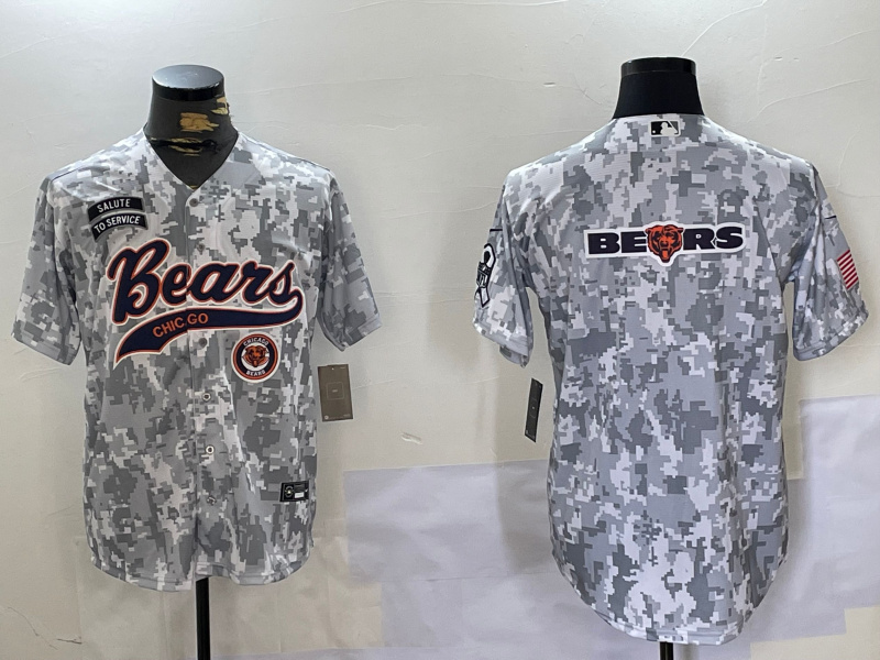 Men's Chicago Bears Camo With Patch Cool Base Stitched Baseball Jersey