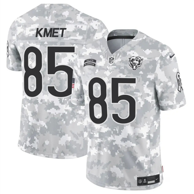 Men's Chicago Bears #85 Cole Kmet 2024 F.U.S.E Arctic Camo Salute To Service Limited Stitched Football Jersey