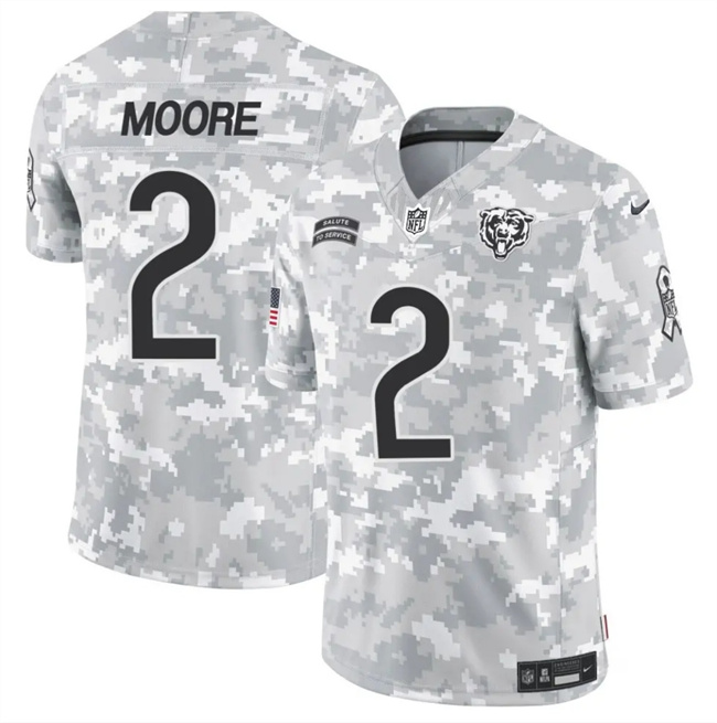 Men's Chicago Bears #2 DJ Moore 2024 F.U.S.E Arctic Camo Salute To Service Limited Stitched Football Jersey