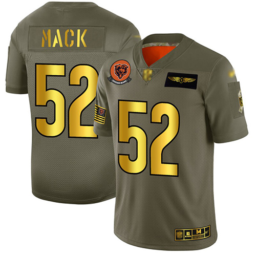 Bears #52 Khalil Mack Camo Gold Men's Stitched Football Limited 2019 Salute To Service Jersey