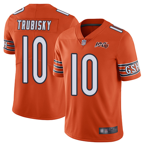 Nike Bears #10 Mitchell Trubisky Orange Men's Stitched Football Limited Rush 100th Season Jersey