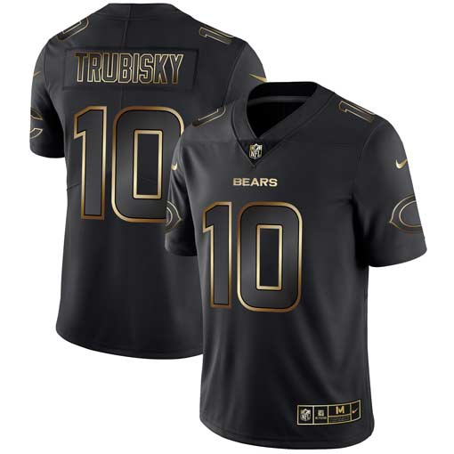 Nike Bears 10 Mitchell Trubisky Black Gold Vapor Untouchable Limited Jersey