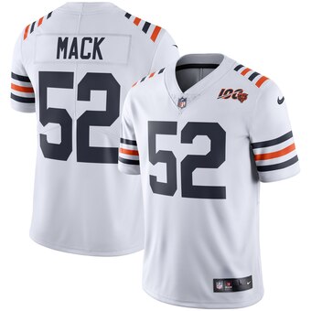 Men's Chicago Bears #52 Khalil Mack White 2019 100th Season Alternate Classic Limited Jersey