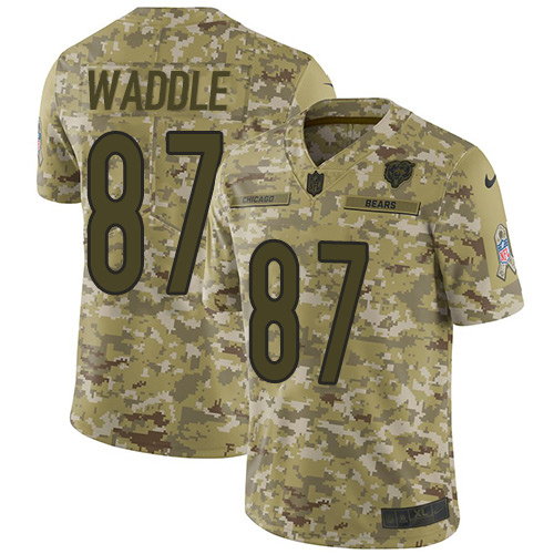 Nike Bears #87 Tom Waddle Camo Men's Stitched NFL Limited 2018 Salute To Service Jersey