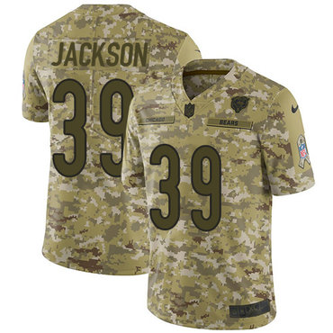 Men Nike Bears #39 Eddie Jackson Camo Stitched NFL Limited 2018 Salute to Service Jersey