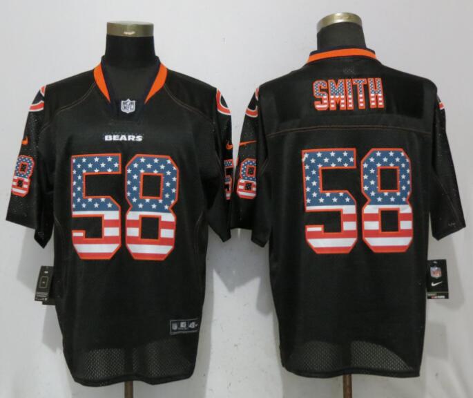 Nike Bears 58 Roquan Smith Black USA Flag Fashion Black Elite Jersey