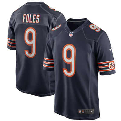 Men's Chicago Bears Nick Foles #9 Navy Limited Jersey