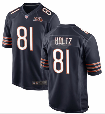 Nike Bears #81 J.P. Holtz Navy Blue Vapor limited With 100th Patch Jersey