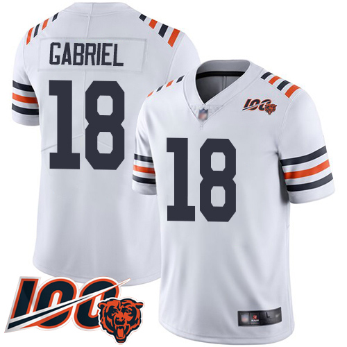 Bears #18 Taylor Gabriel White Alternate Men's Stitched Football Vapor Untouchable Limited 100th Season Jersey