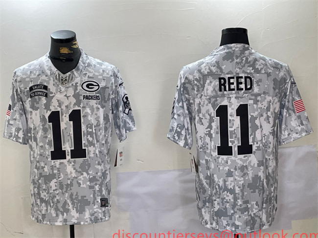 Men's Green Bay Packers #11 Jayden Reed 2024 F.U.S.E Arctic Camo Salute To Service Limited Stitched Football Jersey