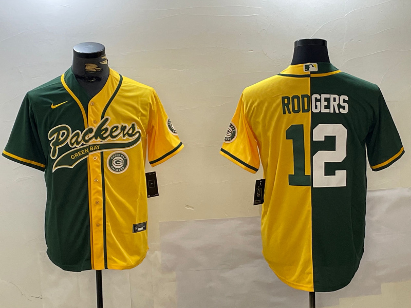 Men's Green Bay Packers #12 Aaron Rodgers Green Cool Base Stitched Baseball Jersey 6