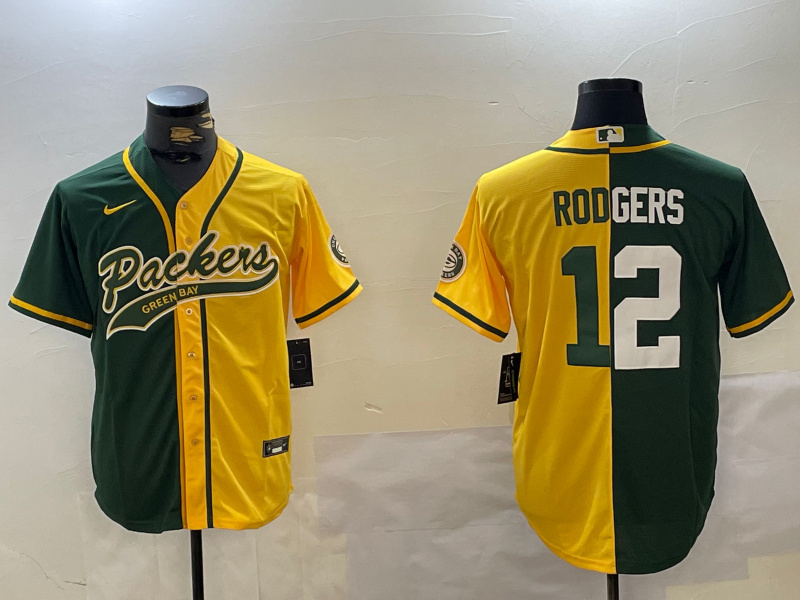 Men's Green Bay Packers #12 Aaron Rodgers Green Cool Base Stitched Baseball Jersey 5