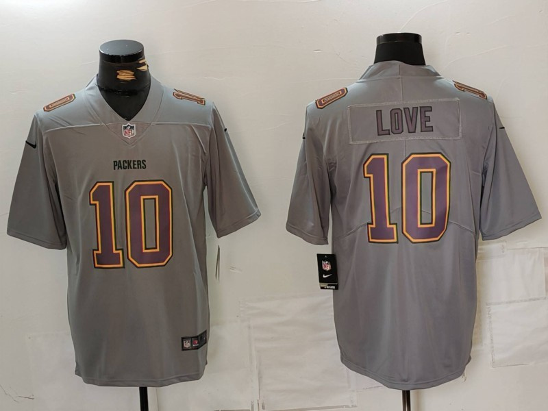 Men's Green Bay Packers #10 Jordan Love Gray Fashion Vapor Limited Stitched Football Jersey