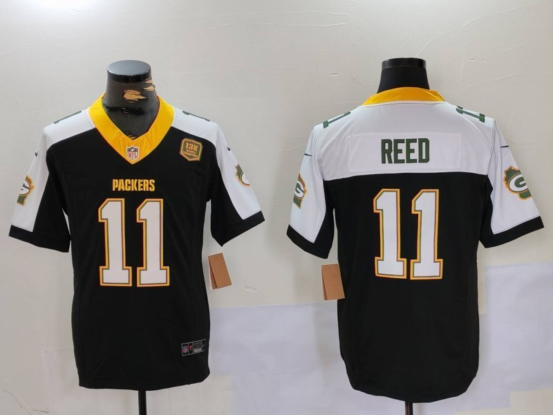 Men's Green Bay Packers #11 Jayden Reed BlackWhite 2024 F.U.S.E. Home Patch 13 Time World Champions Vapor Untouchable Limited Stitched Jersey 3