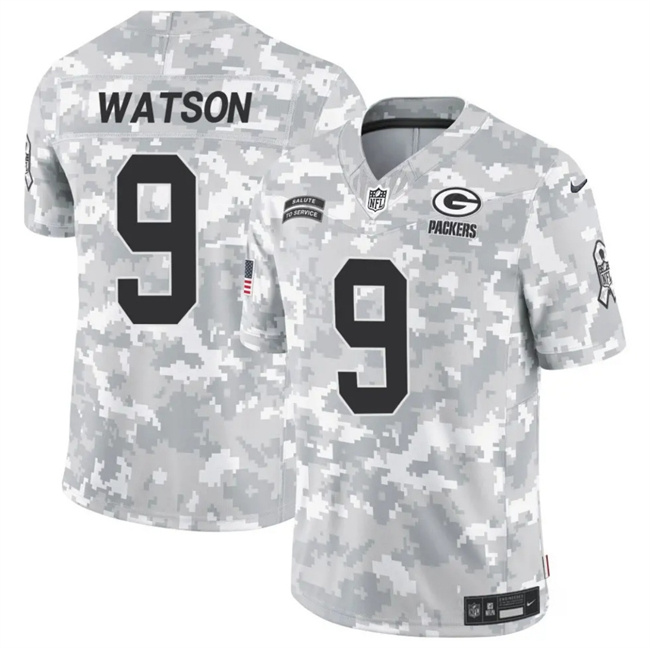 Men's Green Bay Packers #9 Christian Watson 2024 F.U.S.E Arctic Camo Salute To Service Limited Stitched Football Jersey