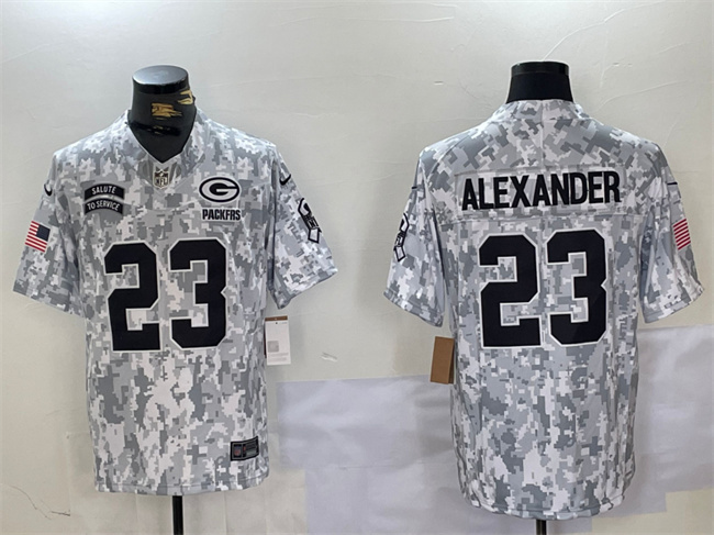 Men's Green Bay Packers #23 Jaire Alexander 2024 F.U.S.E Arctic Camo Salute To Service Limited Stitched Football Jersey