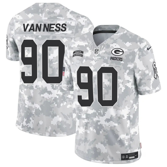 Men's Green Bay Packers #90 Lukas Van Ness 2024 F.U.S.E Arctic Camo Salute To Service Limited Stitched Football Jersey