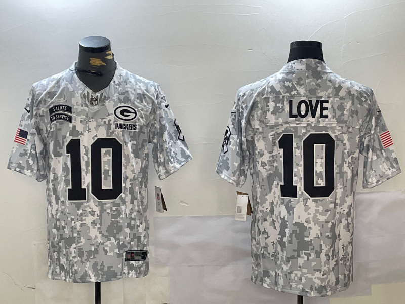 Men's Green Bay Packers #10 Jordan Love 2024 F.U.S.E Arctic Camo Salute To Service Limited Stitched Football Jersey