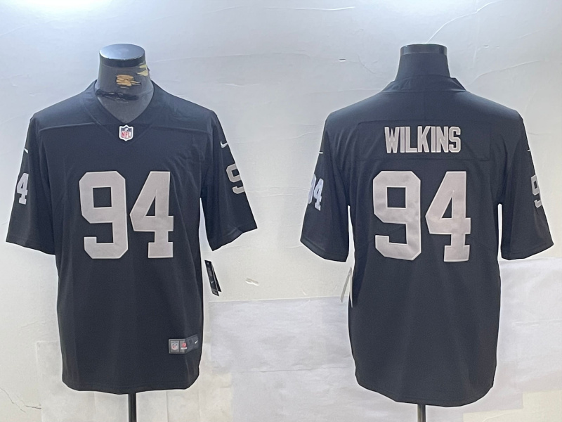 Men's Las Vegas Raiders #94 Christian Wilkins Black 65th Anniversary Patch Vapor Stitched Football Jersey 3