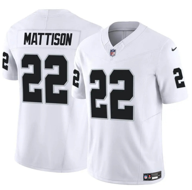 Men's Las Vegas Raiders #22 Alexander Mattison White F.U.S.E Vapor Stitched Football Jersey