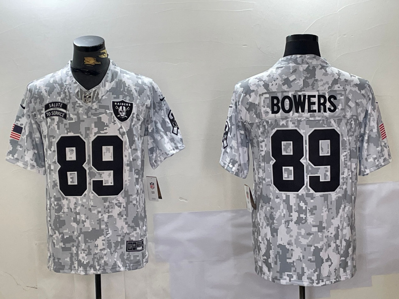 men's las vegas raiders #89 brock bowers 2024 f.u.s.e arctic camo salute to service limited stitched football jersey_副本