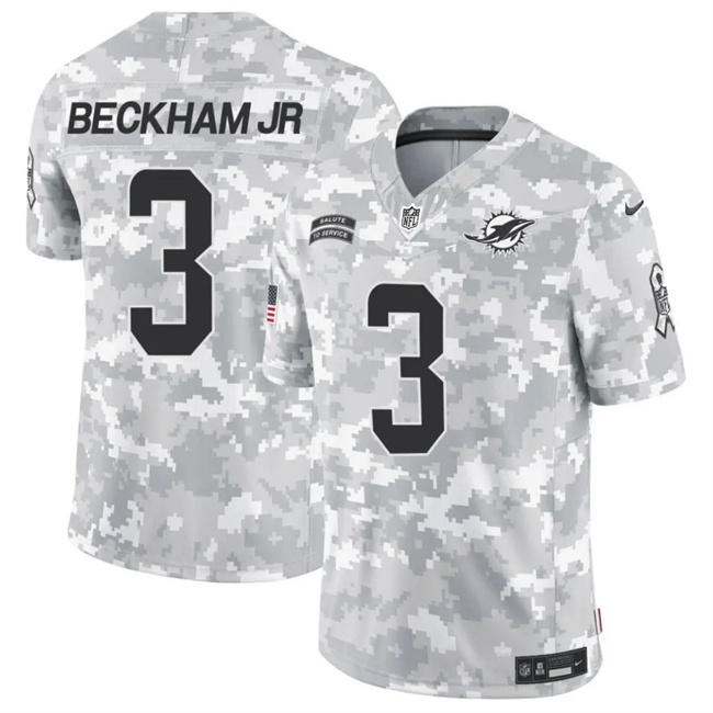 Men's Miami Dolphins #3 Odell Beckham Jr. 2024 F.U.S.E Arctic Camo Salute To Service Limited Stitched Football Jersey