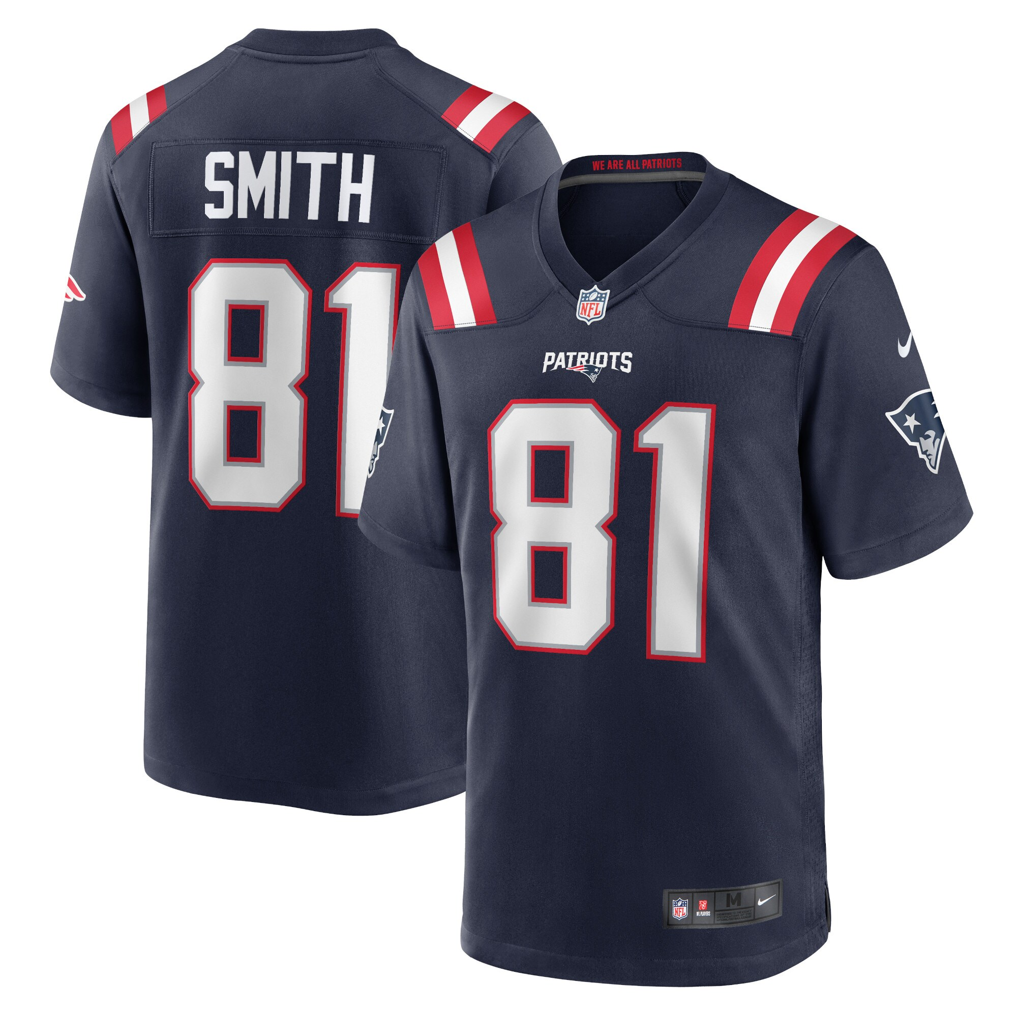 Men's New England Patriots #81 Jonnu Smith Navy Stitched Game Jersey