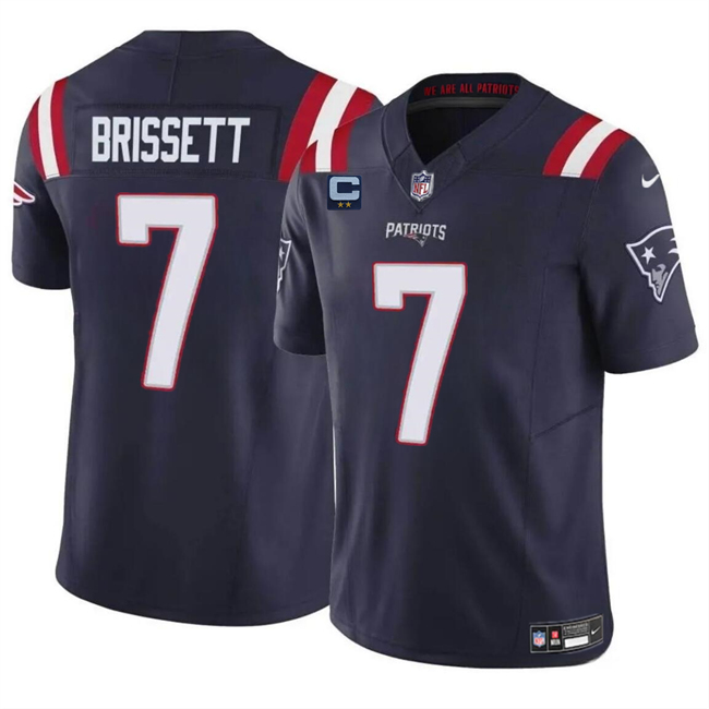 en's New England Patriots #7 Jacoby Brissett Navy F.U.S.E. With 2-Star C Patch Vapor Limited Stitched Football Jersey