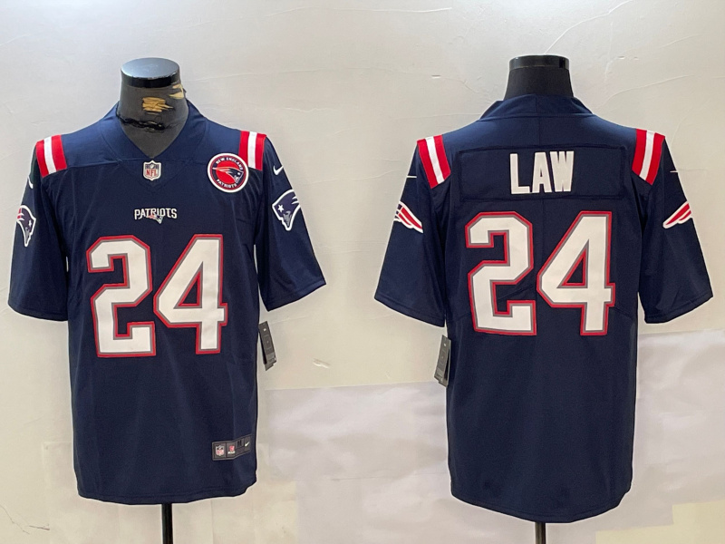 Men's New England Patriots #24 Ty Law Navy Vapor Limited Stitched Football Jersey 2