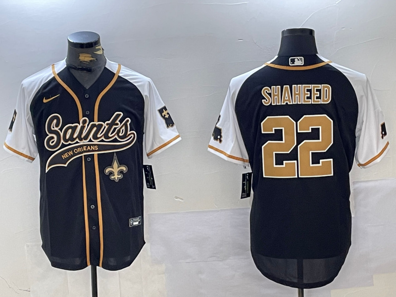 Men's New Orleans Saints #22 Rashid Shaheed BlackWhite 1987 Legacy Cool Base Stitched Baseball Jersey 2