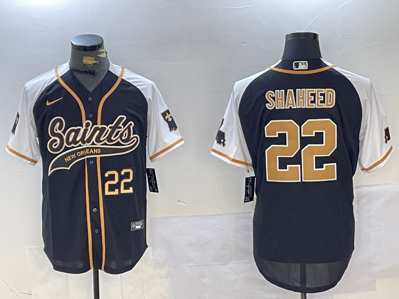 Men's New Orleans Saints #22 Rashid Shaheed BlackWhite 1987 Legacy Cool Base Stitched Baseball Jersey